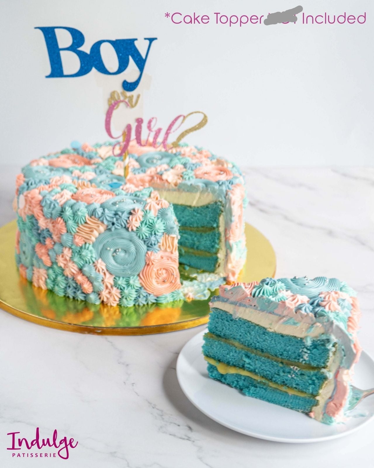 Custom Vanilla Cake - Chico Gender Reveal - 9 inches