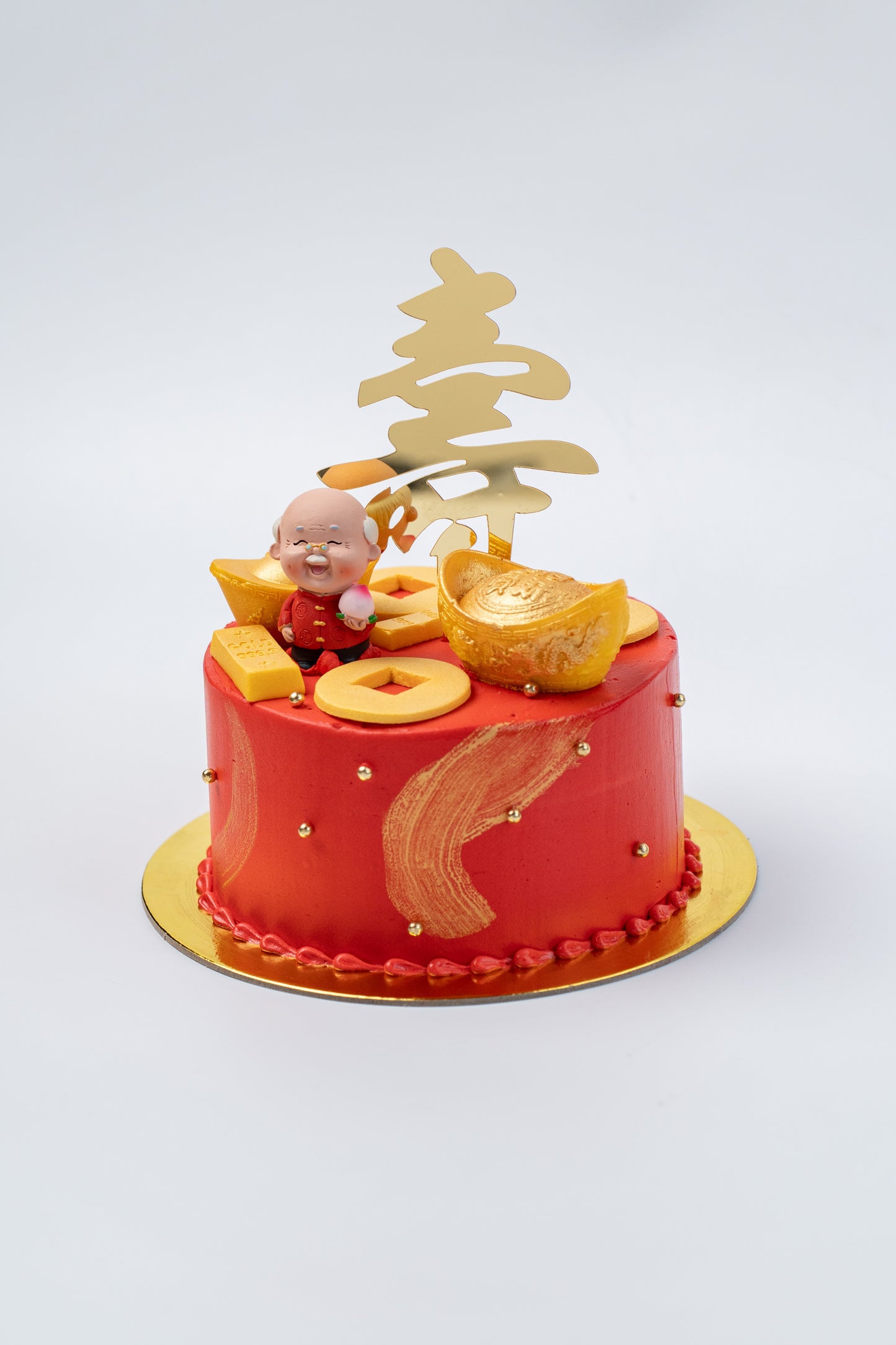 Chinese Birthday Cake - Angkong, Gold Ingots, Bars and Coins