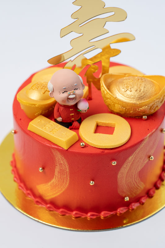 Chinese Birthday Cake - Angkong, Gold Ingots, Bars and Coins