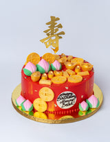 Chinese Birthday Cake - Chinese Long Life Peaches/Gold Ingots, Bars and Coins — photo 3