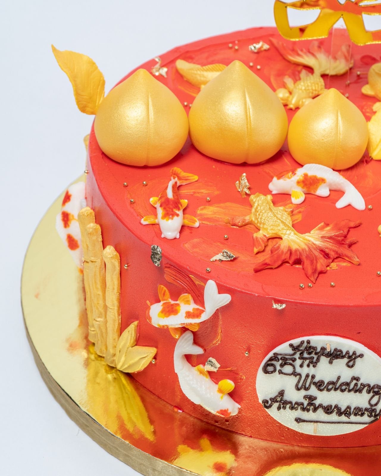 Chinese Birthday Cake - Chinese Long Life Peaches/Koi/Bamboo