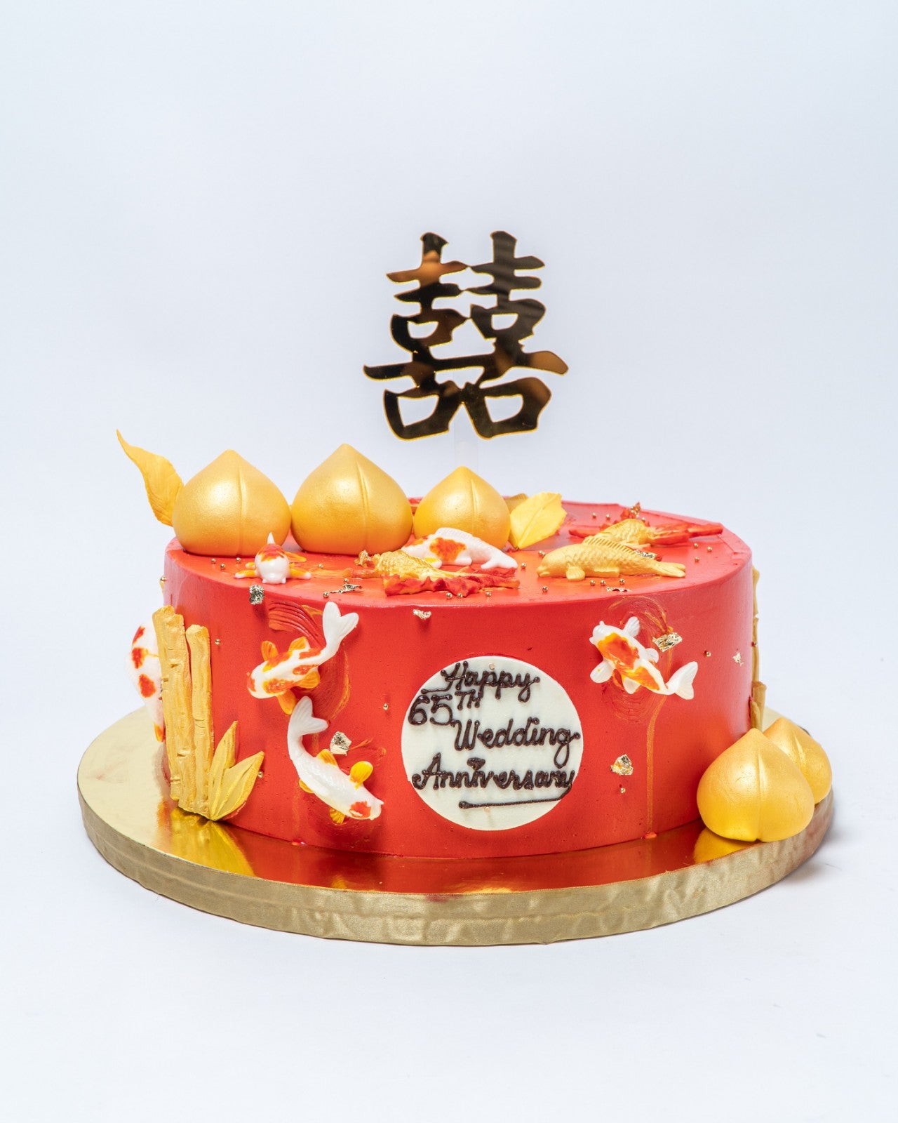 Chinese Birthday Cake - Chinese Long Life Peaches/Koi/Bamboo