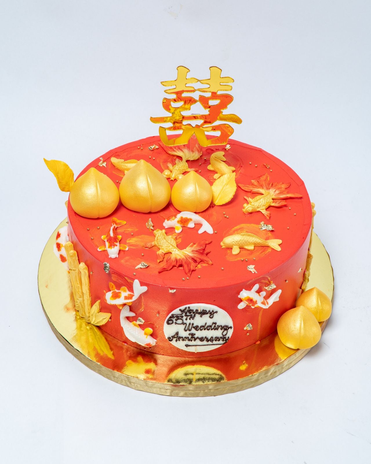 Chinese Birthday Cake - Chinese Long Life Peaches/Koi/Bamboo