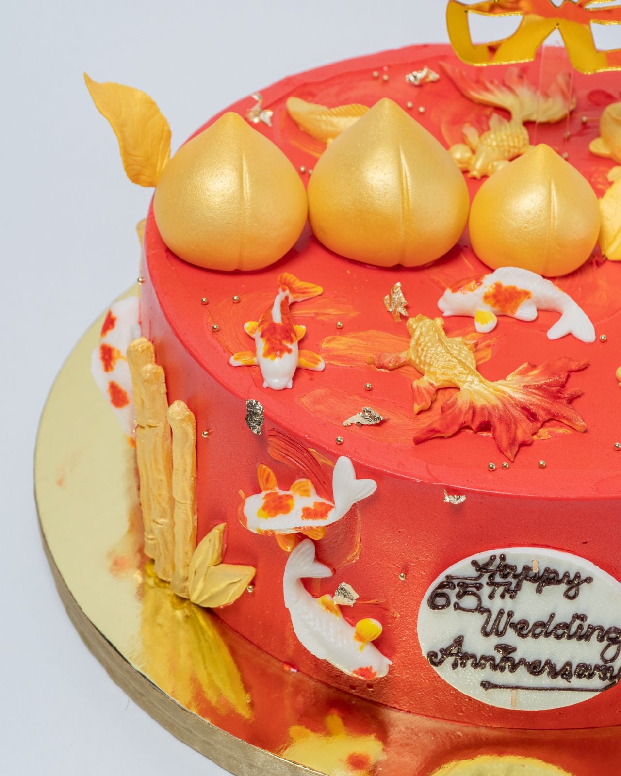 Chinese Birthday Cake - Chinese Long Life Peaches/Koi/Bamboo