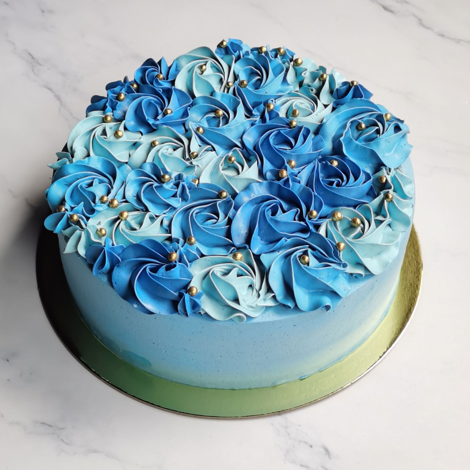 All blue rosette cake – PT'S CAKES